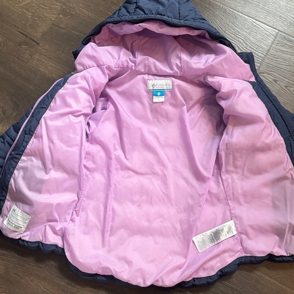 Columbia Girls Kids' Navy and Pink Jacket Puffer Small 7/8